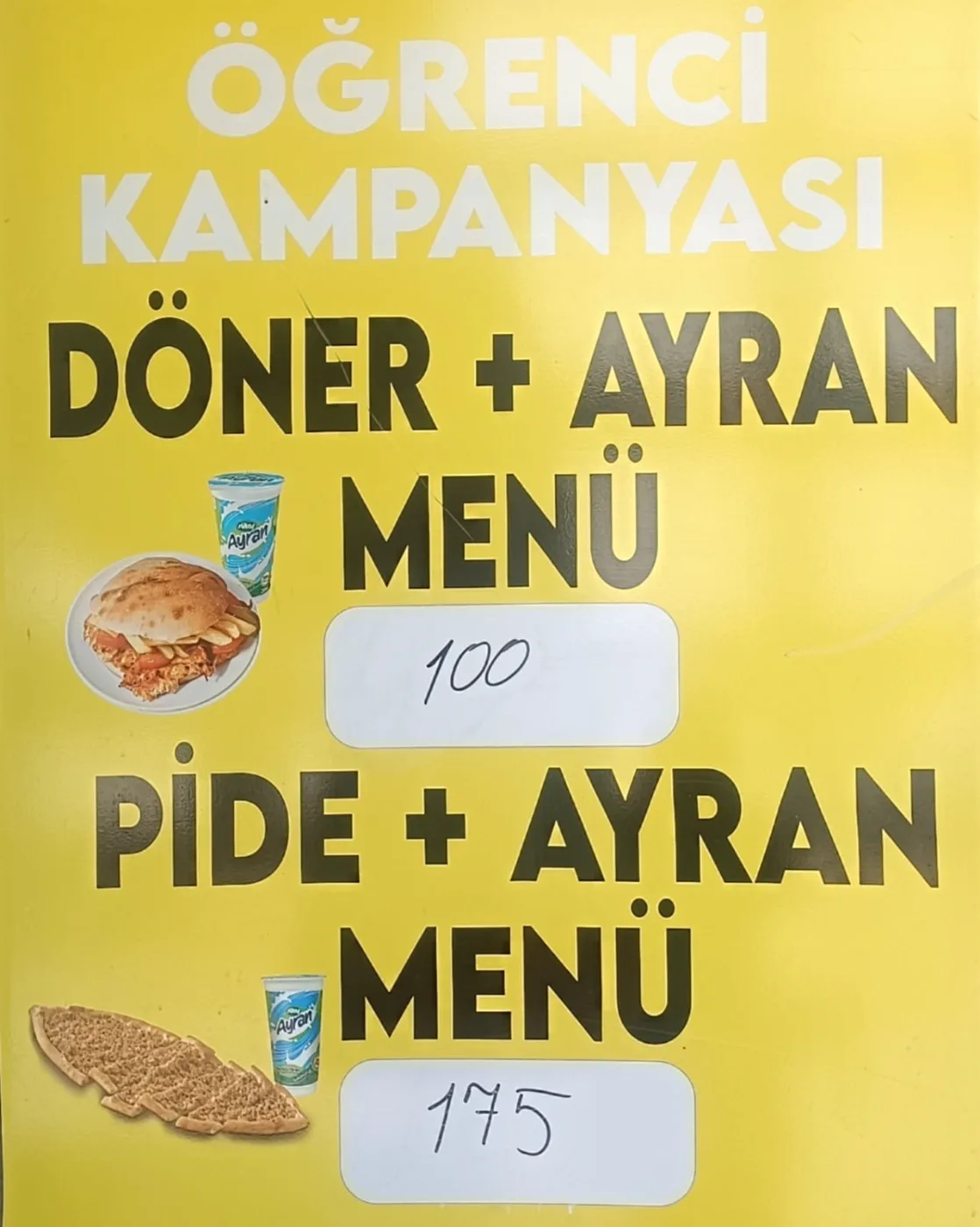 Ekmek arası döner+ayran